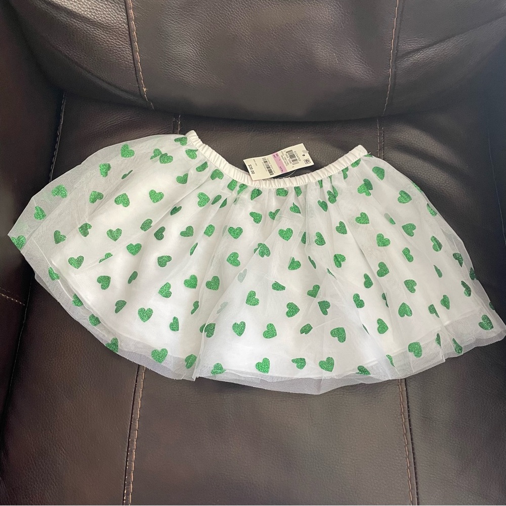 Epic Threads White and Green Heart Skirt